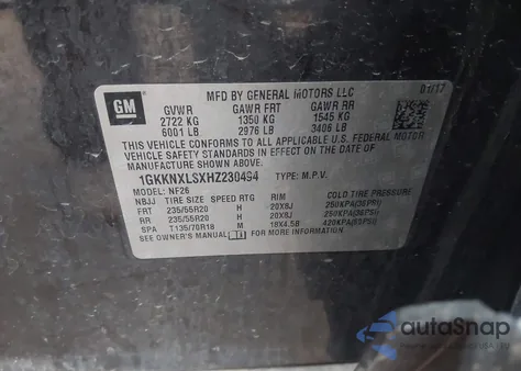 2017 GMC Acadia Denali из США, поврежденный, VIN 1GKKNXLSXHZ230494